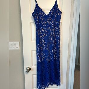 Lulu’s One Wish Royal Blue Lace Midi Dress